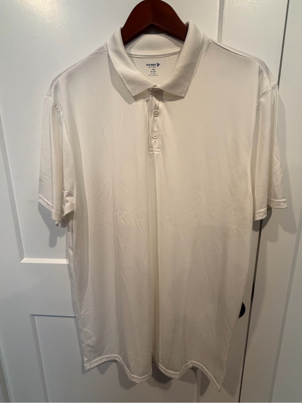 Old Navy Men's Cream Polo Shirt with Three-Button Placket